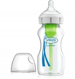 Biberon Vidrio Anticolico Tetina Silicona - Dr Brown´S Natural Flow Options (270 Ml 2 U Boca Ancha)