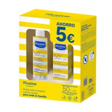 Pack Spray Solar alta Protección SPF50, 200 ml.  + Leche Solar Facial muy alta Protección SPF50+, 40 ml. - Mustela 