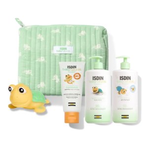 Pack Baby Naturals Canastilla: Gel-Champu, 400 ml. + Locion Corporal, 400 ml. +  Pomada del Pañal Regeneradora, 100 ml. + Tortuga de Baño + Neceser - Isdin