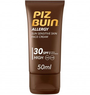 Piz Buin Allergy Crema Facial Piel Sensible Al Sol Spf 30 - Proteccion Alta (1 Envase 50 Ml)