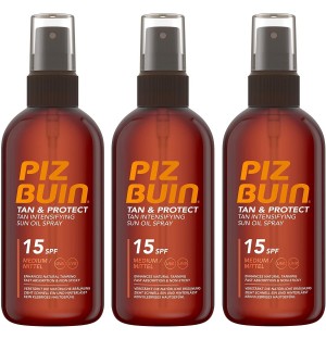 Piz Buin Fps 15 Proteccion Media - Aceite En Spray Solar Acelerador De Bronceado (1 Envase 150 Ml)