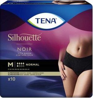 Absorbente Incontinencia Orina Dia Anatomico - Tena Silhouette Braga Cintura Baja Negro (10 Unidades Talla M)