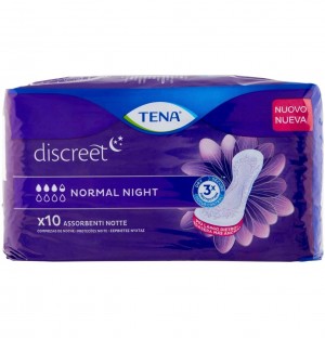 Absorbente Incontinencia Orina Noche Anatomico - Tena Discreet Noche Normal (10 Unidades)