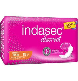 Indasec Discreet Maxi Compresa Perdidas Leves (15 Unidades)