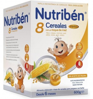 Nutriben 8 Cereales Y Miel Fibra, 600 G. - Alter