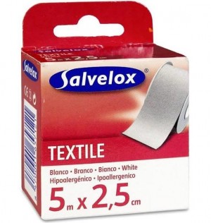 Esparadrapo - Salvelox Textil (1 Unidad 5 M X 2,5 Cm Color Blanco)