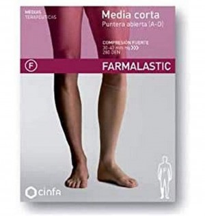 Media Corta (A-D) Compresion Fuerte - Farmalastic (Puntera Abierta Talla Mediana)