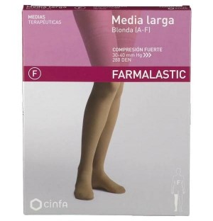 Media Larga (A-F) Compresion Fuerte - Farmalastic Banda Silicona (Talla Reina Plus)
