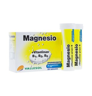 Vallesol Magnesio + Vitaminas B1 B2 Y B6 (24 Comprimidos Efervescentes)