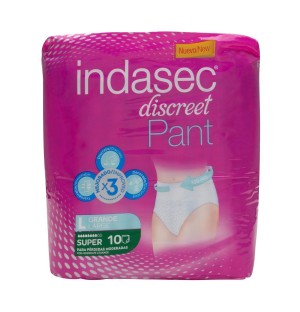 Indasec Pant Super Absorbente Incontinencia Orina Dia Anatomico (10 Unidades Talla L)