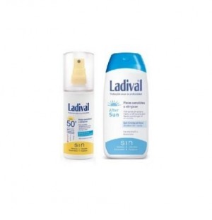 Ladival Piel Sensible O Alergica Spray Fps 50+ - Fotoproteccion Muy Alta Gel-Crema + Aftersun (1 Envase 200 Ml + 1 Envase 150 Ml D