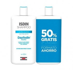 Pack Daylisdin Champú Ultrasuave, 2ª Und 50% Gratis, 400 + 400 ml. - Isdin