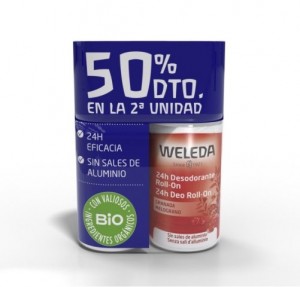 Duplo Granada Desodorante Roll-on 24h, 50 ml + 50 ml(50 % dto. 2da Unidad). - Weleda