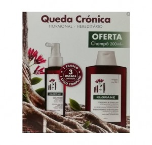 Pack Complejo Triactivo Anticaída Crónica, 100 ml.+ Champú Estimulante y Fortificante a la Quinina Con Vitaminas B, 200 ml Gratis. - Klorane 