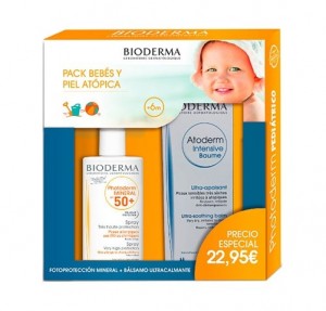 PACK Photoderm Mineral Spray Protector Pieles Alérgicas SPF 50+, 100 ml + Atoderm Bálsamo Intensivo, 75 ml. - Bioderma
