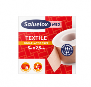 Salvelox Textile Esparadrapo Beige, 5m x 2,5cm.- Orkla