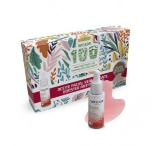 Cofre Aceite Facial Reafirmante de Granada, 30 ml con Piedra Gua Sha de Regalo.- Weleda