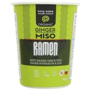 King Soba Vaso Ramen Miso Jengibre Sin Gluten Bio 85G