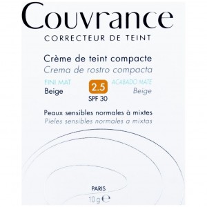 Avène Couvrance Crema Compacta Acabado Mate Tono 2.5 Beige Spf 30, 9,5 G
