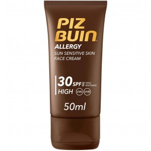 Piz Buin Allergy Crema Facial Piel Sensible Al Sol Spf 30 - Proteccion Alta (1 Envase 50 Ml)