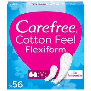 Carefree Algodón Normales - Protegeslips Transpirable Sin Perfume, Flexible Y Ultrafino 56 U