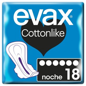 Compresas Higienicas Femeninas - Evax Cottonlike (Noche Con Alas 18 Compresas)