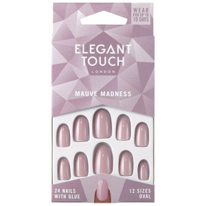 Elegant Touch Polished Colour Nails Glue Oval Mave Madness 24Uds