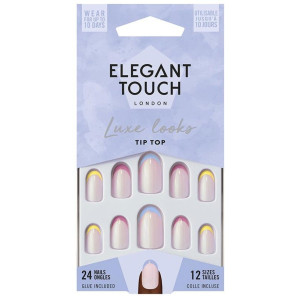 Elegant Touch Luxe Looks Nails With Glue Oval Tip Top 24Uds