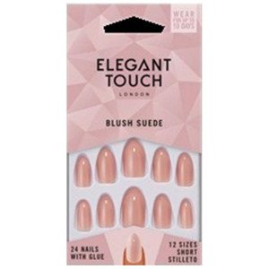 Core Colour Nails With Glue Short Stiletto Blush Suede 24 U