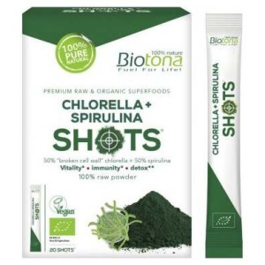 Chlorella+Espirulina Raw 20Shots. Bio Sg Vegan