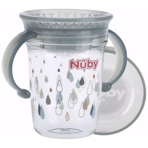 Nuby Taza Mágica Asas Tritán 6M+ Gris 240Ml 1Ud