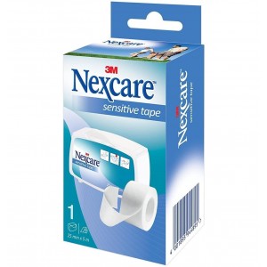 Esparadrapo Hipoalergico Nexcare Sensitive Tape, 5 M x 2,5 cm Color Blanco. - 3M