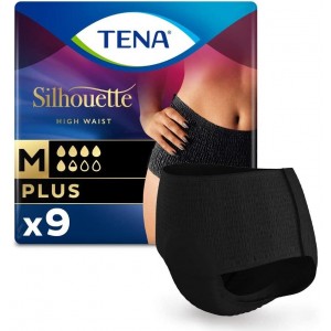 Absorbente Incontinencia Orina Dia Anatomico - Tena Silhouette Braga Cintura Alta Negro (8 Unidades Talla M)