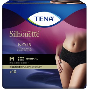 Absorbente Incontinencia Orina Dia Anatomico - Tena Silhouette Braga Cintura Baja Negro (10 Unidades Talla M)