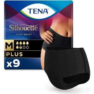 Absorbente Incontinencia Orina Dia Anatomico - Tena Silhouette Braga Cintura Alta Negro (8 Unidades Talla M)