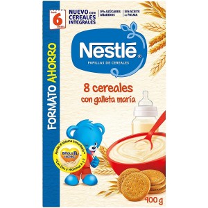 Nestle Papilla 8 Cereales Galleta Maria (2 Envases 900 G)