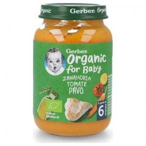 Gerber Organic Tarrito Zanahoria Y Pavo +6 Meses, 190 G