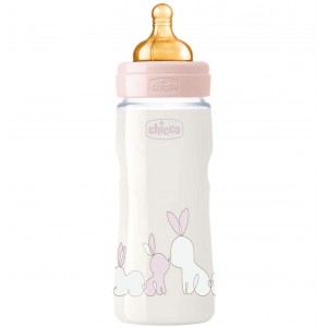 Biberon Plastico T Caucho - Chicco Original Touch (Rosa 6M+ Flujo Rapido 330 Ml)