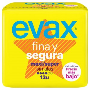 Compresas Higienicas Femeninas - Evax Fina Y Segura (Maxi 13 Compresas)