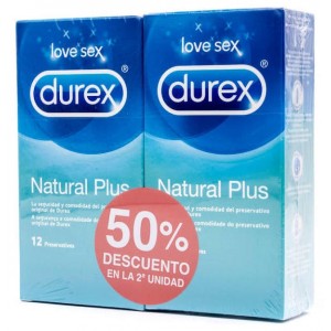 Durex Natural Plus - Preservativos (12 Preservativos 2 Cajas)