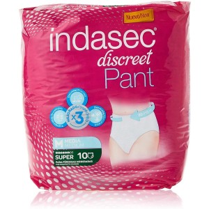 Indasec Pant Super Absorbente Incontinencia Orina Dia Anatomico (10 Unidades Talla Media)