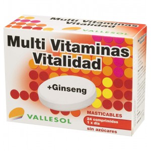 Vallesol Multivit Vitalidad + Ginseng (24 Comprimidos Masticables)