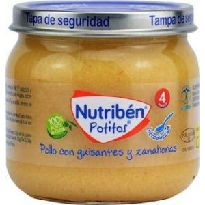 Nutriben Potito Inicio A La Carne, Pollo Con Guisantes Y Zanahorias, 120 G. - Alter