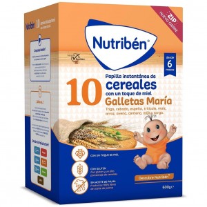 Nutribén Papilla 10 Cereales Con Miel Y Galleta María 600G