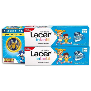 Lacer Gel Dental Infantil Fresa Duplo + Figura 3D Sonic 75Ml + 75Ml