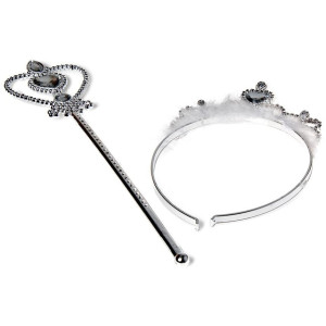 Corona Y Varita Plateada Lote 2 Pz