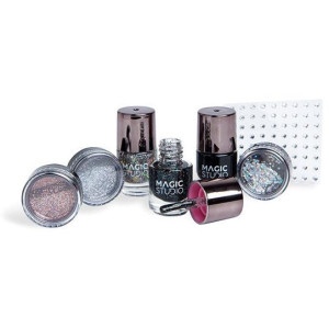 Black Crystals Nail Lote 7 Pz