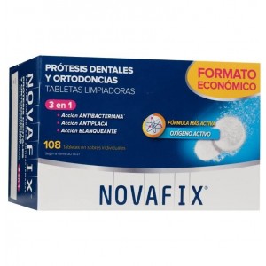 Novafix Tabletas Antibacterianas 3 En 1 - Limpieza Protesis Dental (108 Tabletas)