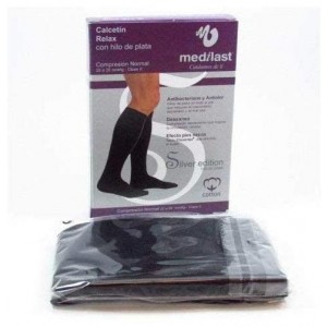 Calcetin Compresion Normal - Medilast Silver Edition Hilo De Plata  Algodon (Talla Mediana Color Negro)