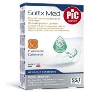 Pic Soffix Med Con Bactericida Post Operatorio Apósito Adhesivo 5X7 5Uds